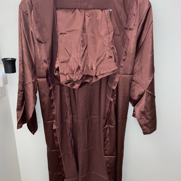 Men's Satin Hooded Robe - Brown - Picture 4 of 4